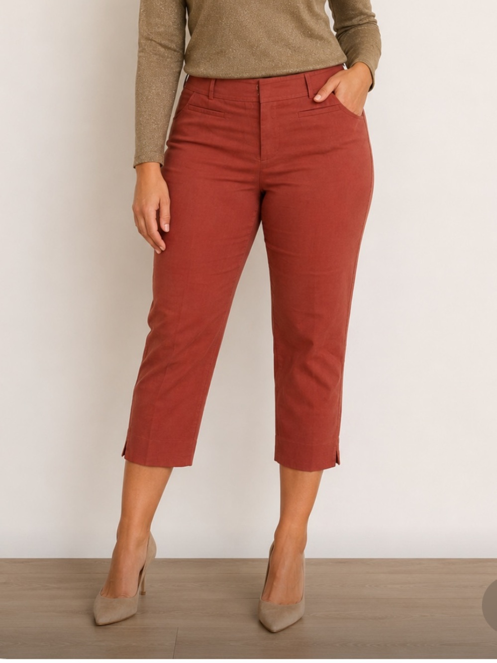 Ann Taylor Cropped Pants in Terracotta Orange